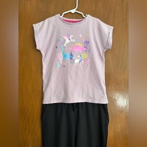 Mountain Warehouse Magical Unicorn Tee - Light Purple & Black Jogger